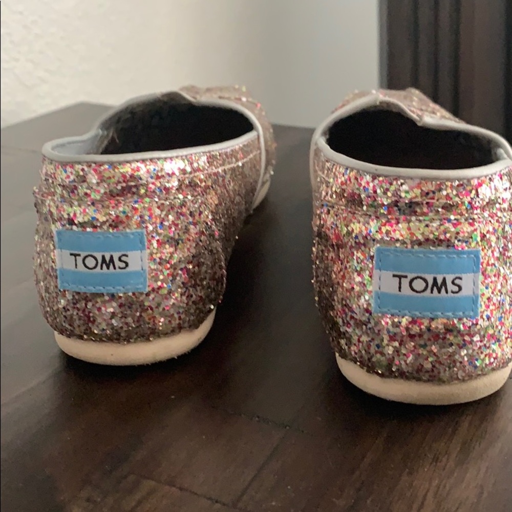 Glittery Toms slip ons size 7 worn once